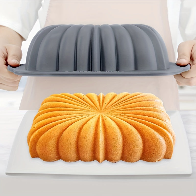 1pc Flower-Shaped Rectangle Cake Pan - 10.94''x6.45'' Silicone Baking Mold for Perfect Cake Release - Non-Stick, Easy Clean, Heat Resistant Oven Accessories for Home Kitchen Baking Tools and Gadgets