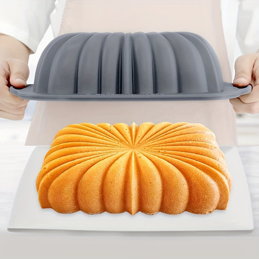 1pc Flower-Shaped Rectangle Cake Pan - 10.94''x6.45'' Silicone Baking Mold for Perfect Cake Release - Non-Stick, Easy Clean, Heat Resistant Oven Accessories for Home Kitchen Baking Tools and Gadgets