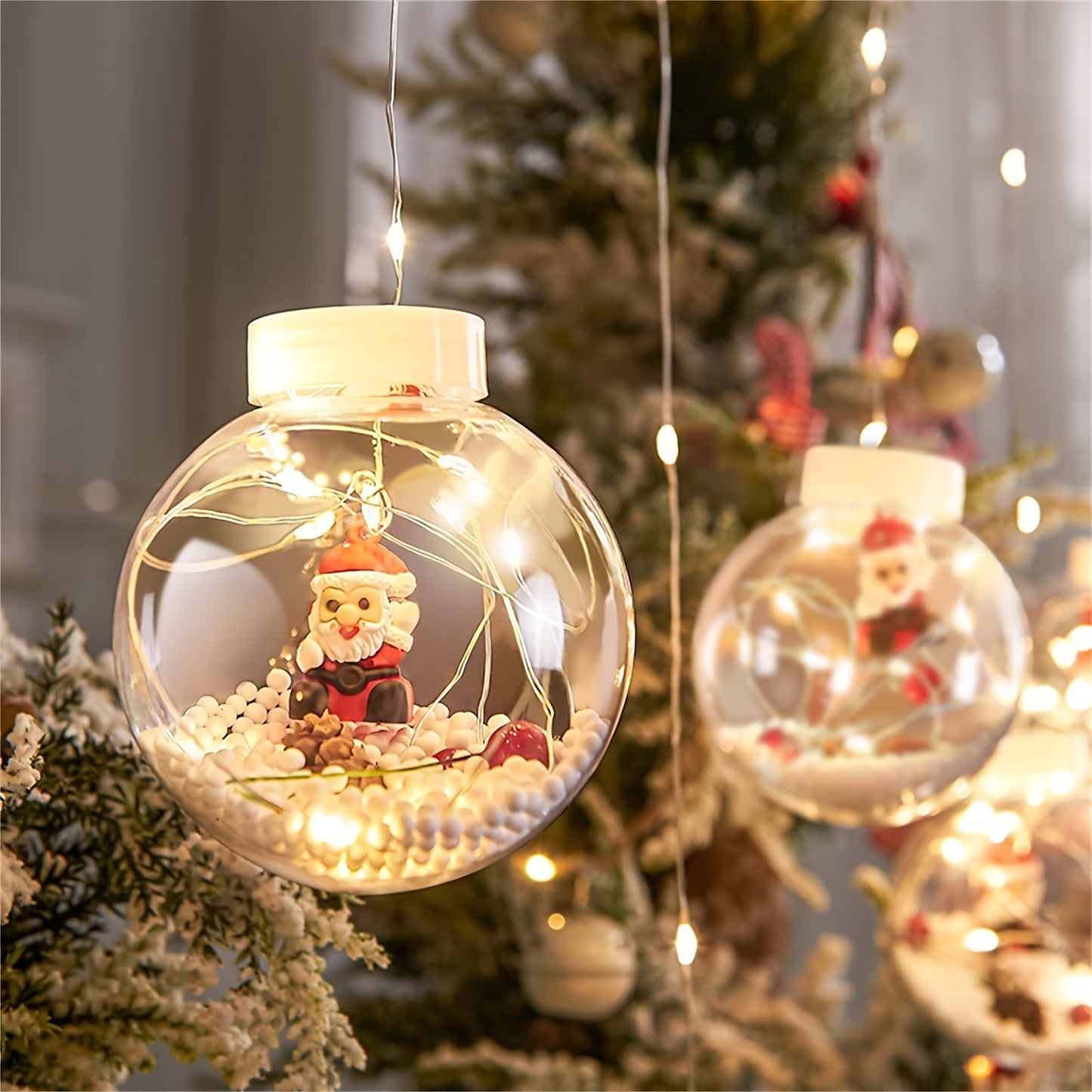 Christmas Wishing Ball String Lights - LED Glowing Decorations with Remote Control, Santa Claus Snow Doll, Perfect for Home, Bedroom, Window, Balcony, Garden, Terrace, Door, Wall, Patio, Porch, Party and Christmas New Year At