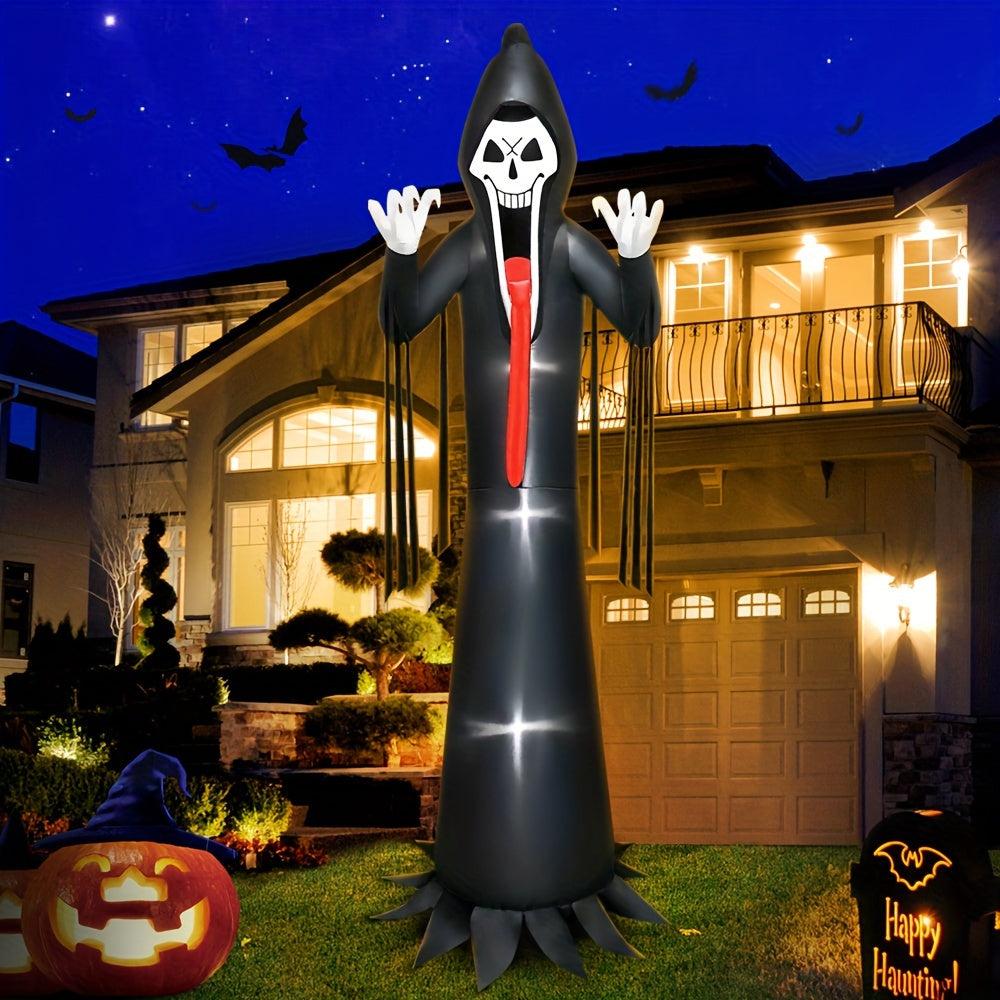 10 FT LED Halloween Inflatable Grim Reaper Decoration with Scary Outdoor Lawn Decor Features