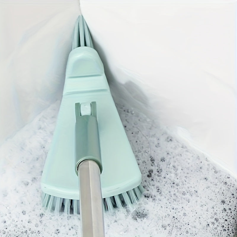 Long Handled Hard Bristled Triangle Floor Brush for Ceramic Tile, Bathroom Cleaning, and Wall Corner Gaps