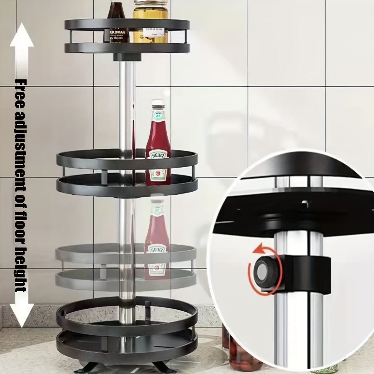 1pack Premium Metal Spice Rack - 360° Rotating, Space-Saving, Effortless Organizer for Kitchen, Dining, Bathroom, Versatile Home Kitchen Essential with 1-Tier, 2-Tier, 3-Tier Options