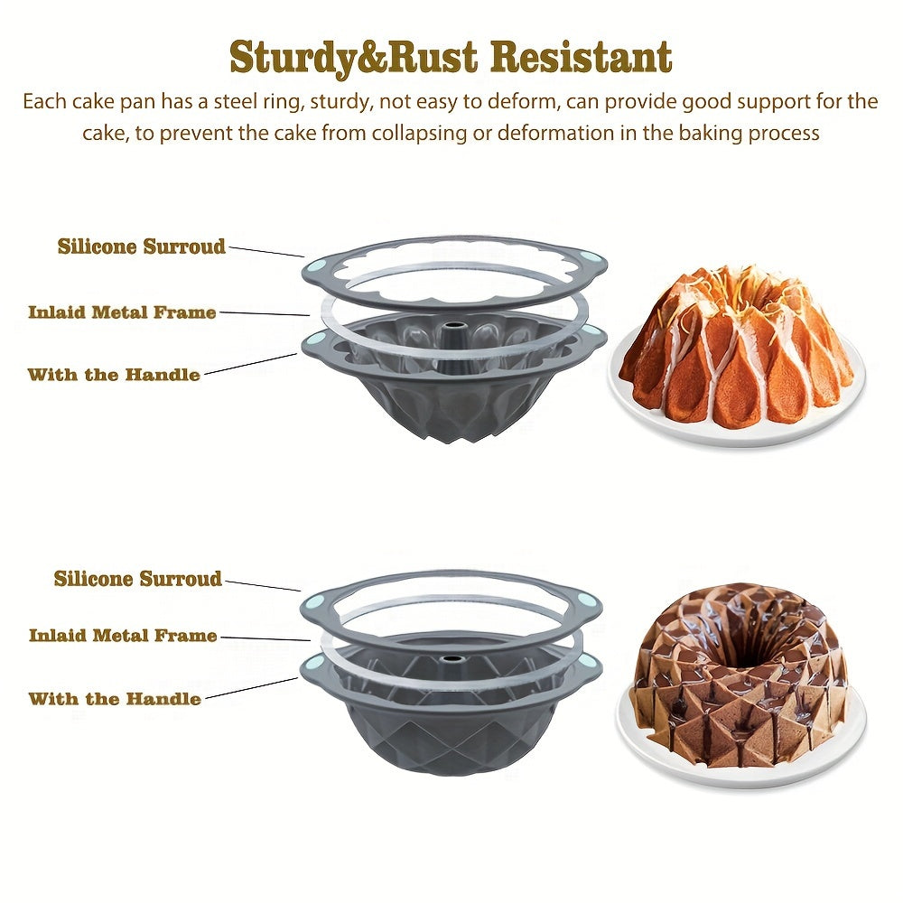 Silicone Bundt Cake Pan Set - Non-Stick, Versatile Crown and Bird's Nest Molds for Baking, Chocolate, Jello - Ideal for Halloween, Christmas, Easter, Thanksgiving, 4th of July - Multifunctional Kitchen Bakeware