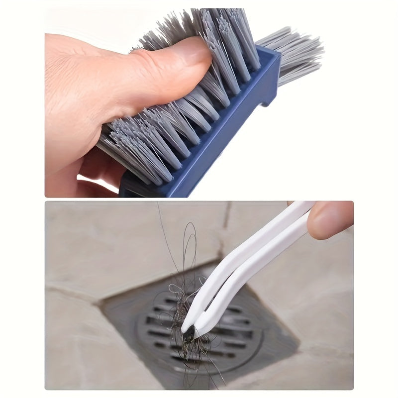 1pc, Bathroom Cleaning Brush, Gap Brush, Two-in-one Small Clip Hair Window Cleaning Brush, Kitchen Multi-function Gap Brush, Cleaning Tools, Cleaning Supplies