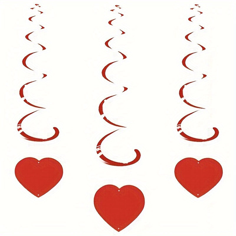 6 Pcs Red Hanging Heart Swirls - Perfect for Valentine's Day, Anniversaries, and Parties! Easter gift