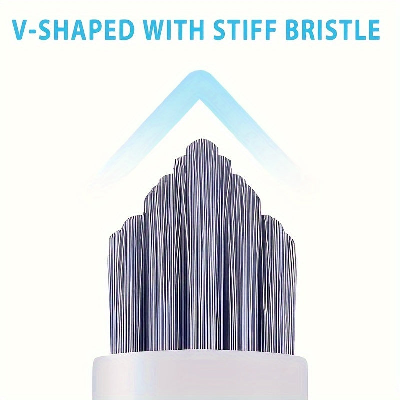 Multi-Purpose V-Shaped Crevice Cleaning Brush for Bathroom, Kitchen & Outdoor Use - Ideal for Tile Grout Lines, Shower Tracks, and Window Sills - Durable Hard Bristle Scrubbing Tool for Deep Clean, No Power Needed