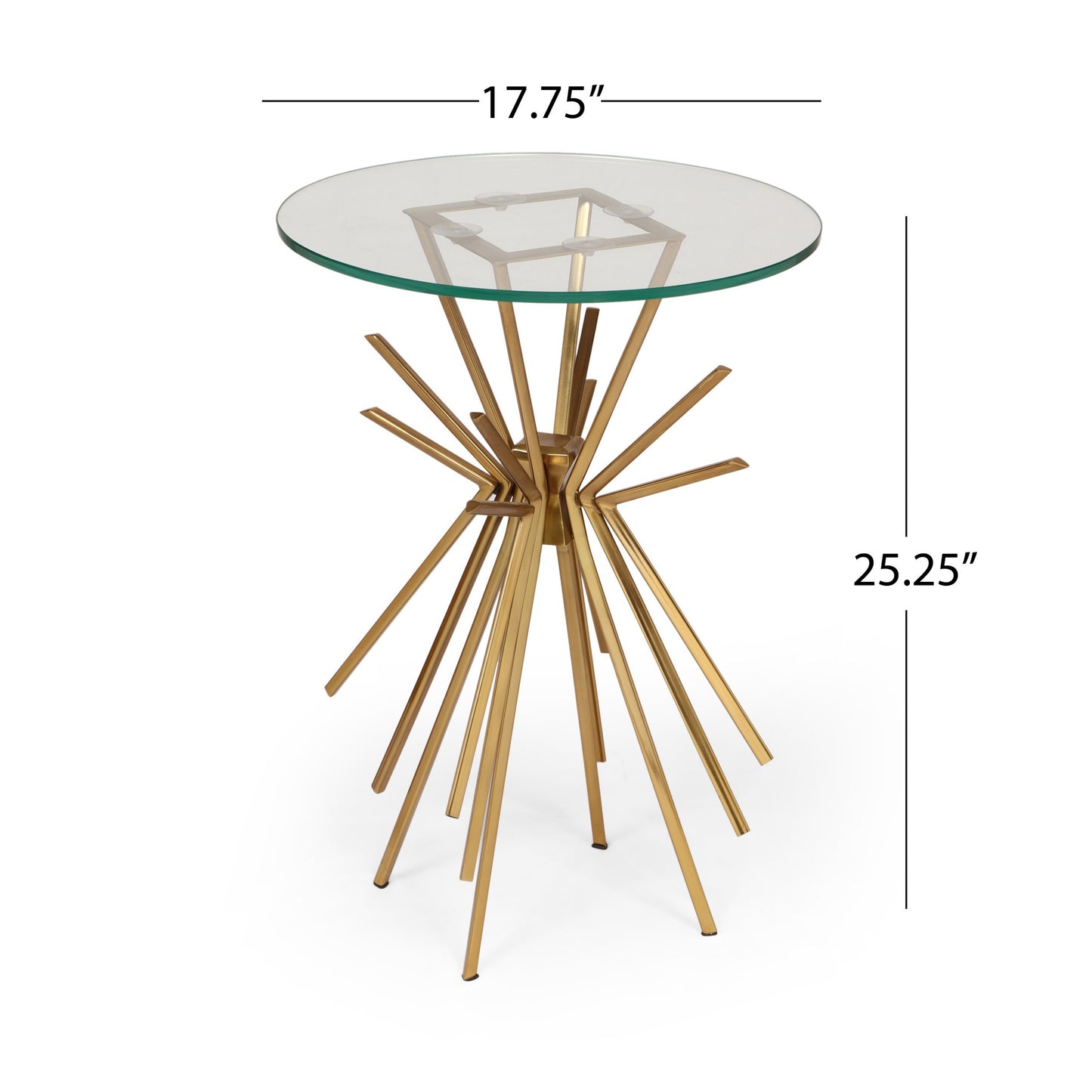 25 * 178in Golden Metal Glass Side Table, Coffee Table, Modern Geometric Design, Suitable For Bedrooms, Living Rooms, Dining Rooms, Outdoor, Gardens, And Courtyards