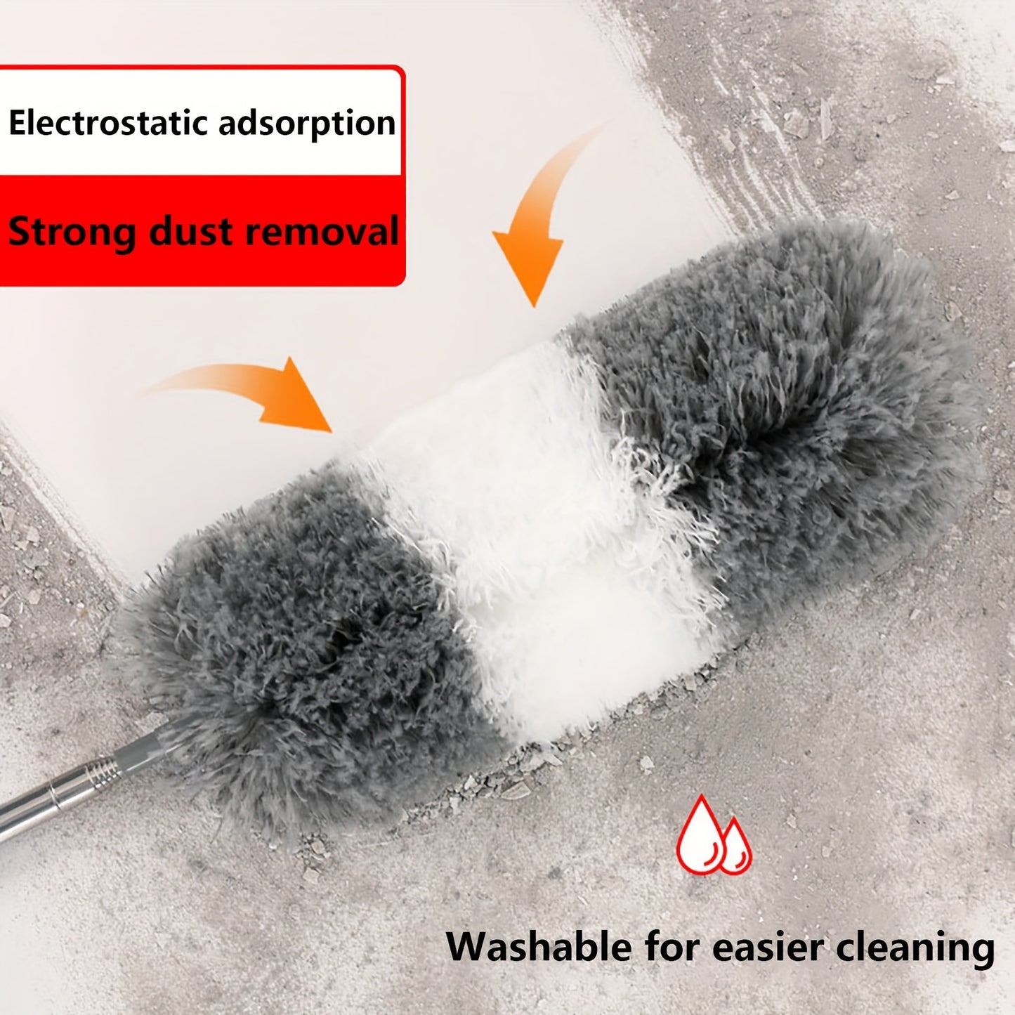 1pc Electrostatic Duster - Extendable Reach with Telescoping Pole, Effective Dust Removal with Retractable Brush, Flexible and Bendable Dusting Head - Perfect for High Ceilings, Furniture, Car, and More, Reusable, Washable, a