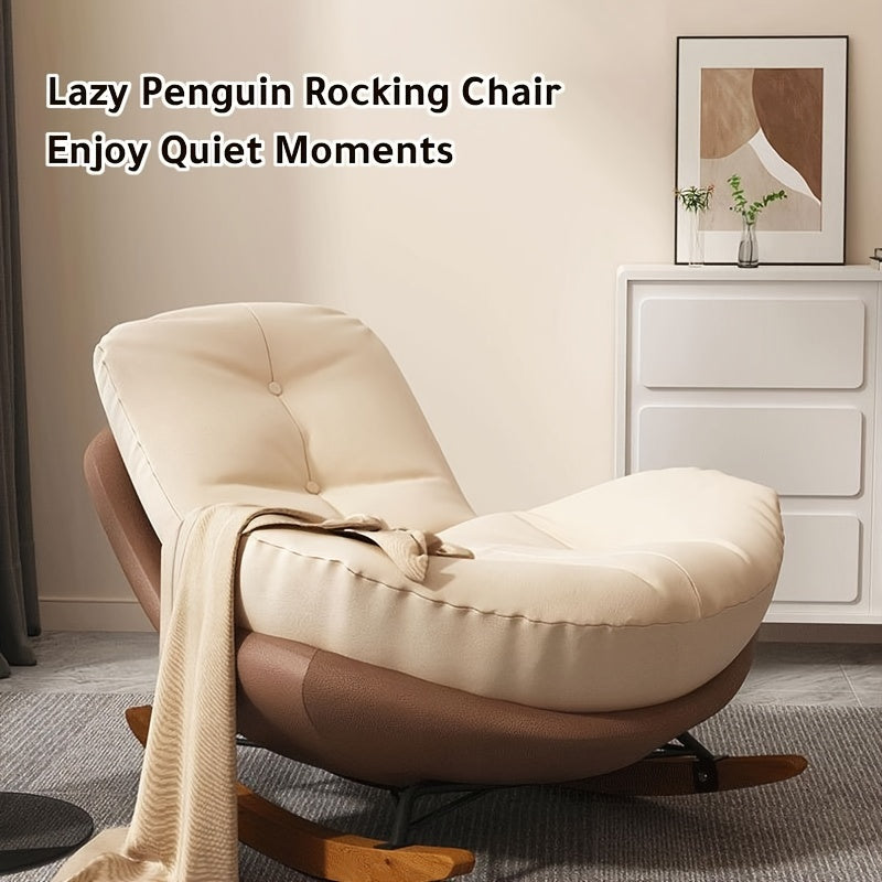 Living Room Indoor Soft Rocking Chair Penguin Rocking Chair Living Room Light Luxury Lazy Sofa Single Rocking Chair Lounge Chair Simple Modern Home Balcony Leisure