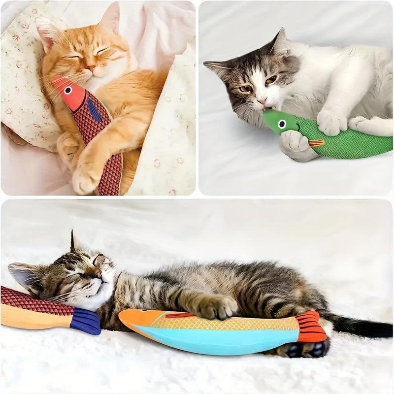 1/2pcs Ultra-Soft Crinkle Sound Cat Saury Fish Toy