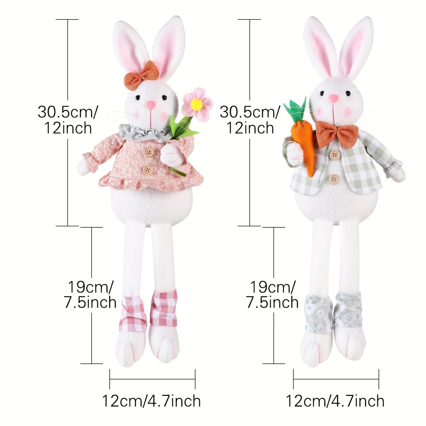 1/2pcs, Rabbit Long Legged Doll Easter Party Decoration Doll Home Atmosphere Decoration Doll Home Decoration Gift Long Eared Rabbit Sitting Dwarf Doll Spring Indoor New Year Decoration Theme Party Decoration