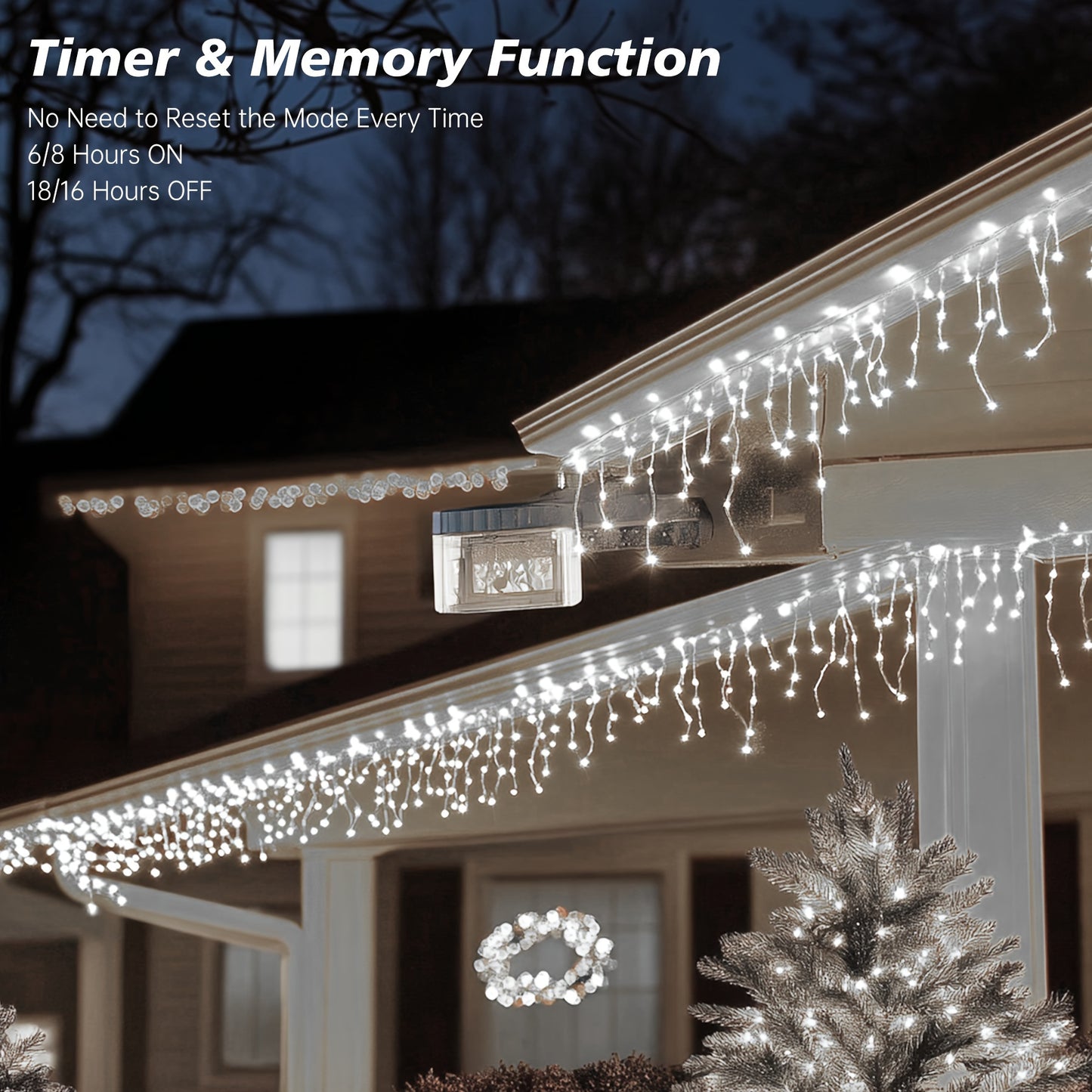 Assurged LED Icicle Lights, LED Light Strips, Christmas Icicle Lights,, Multiple Modes And Timers, Warm White, Cool White, Suitable For Eaves Lights, Festivals, Weddings, Christmas Decorations