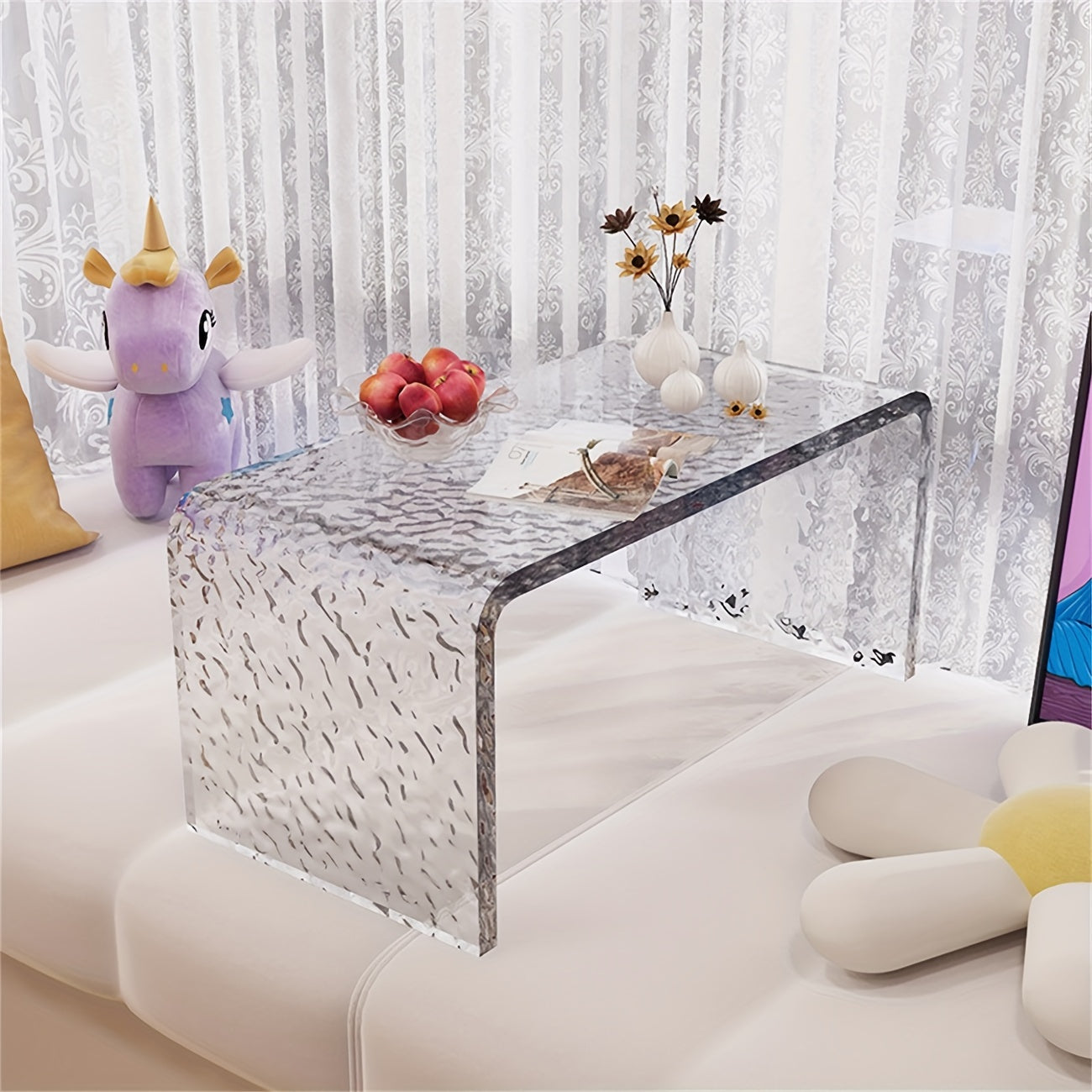 Acrylic Modern and Simple Side Table, Fashionable Coffee Table for Home, Office and Study Room