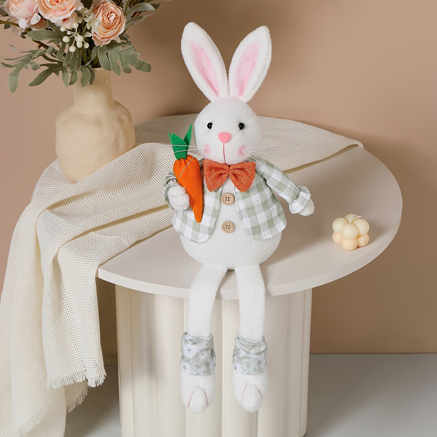 1/2pcs, Rabbit Long Legged Doll Easter Party Decoration Doll Home Atmosphere Decoration Doll Home Decoration Gift Long Eared Rabbit Sitting Dwarf Doll Spring Indoor New Year Decoration Theme Party Decoration