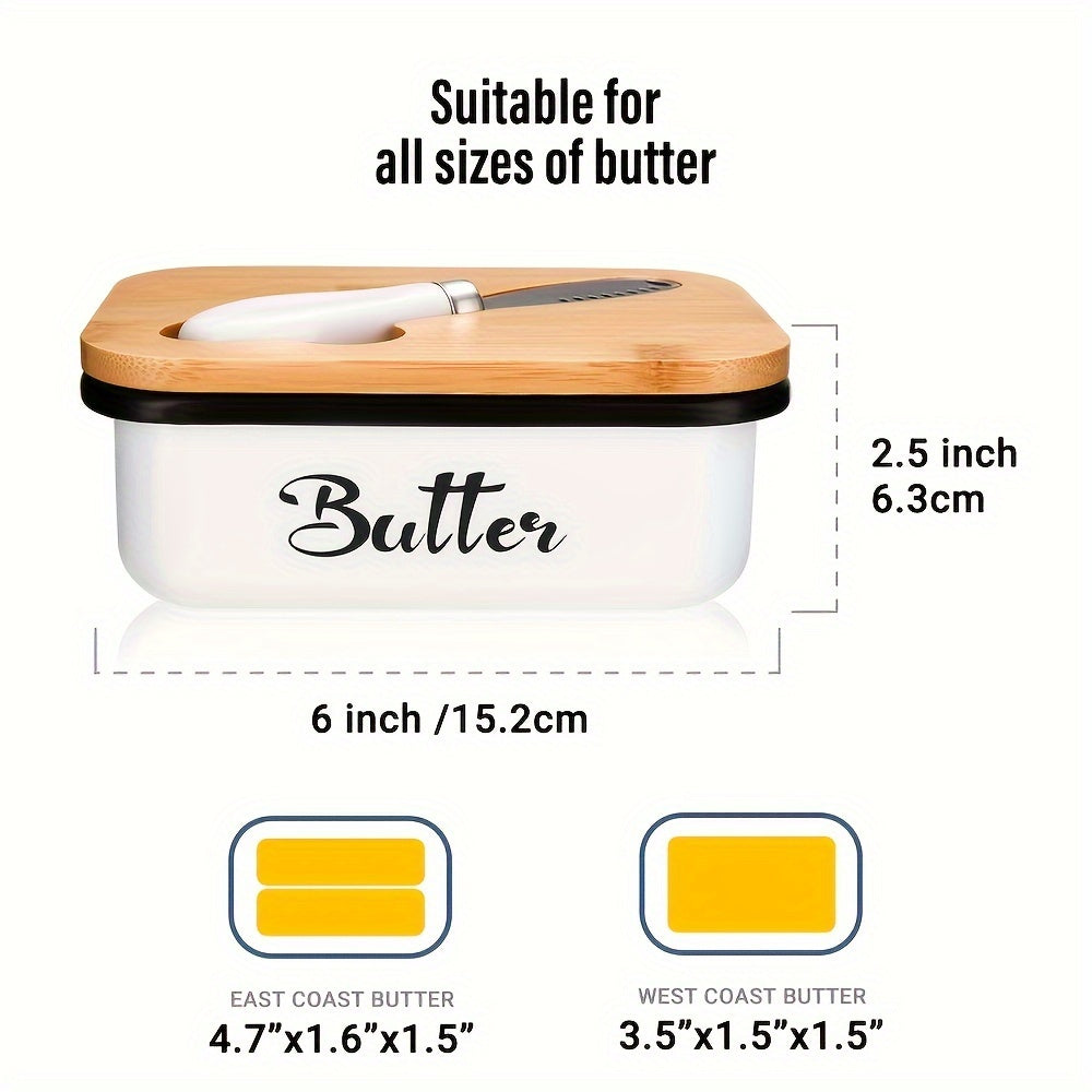 Butter Dish with Lid for Countertop, Metal Butter Keeper with Stainless Steel Multipurpose Butter Knife, Large Butter Container with Double High-quality Silicone Good Kitchen Gift