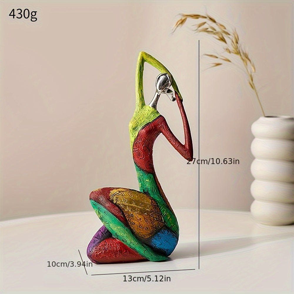 1pc Nordic-Inspired Abstract Yoga Art Figurine - Modern Luxury Resin Decor for Living Room, Bedroom, TV Stand