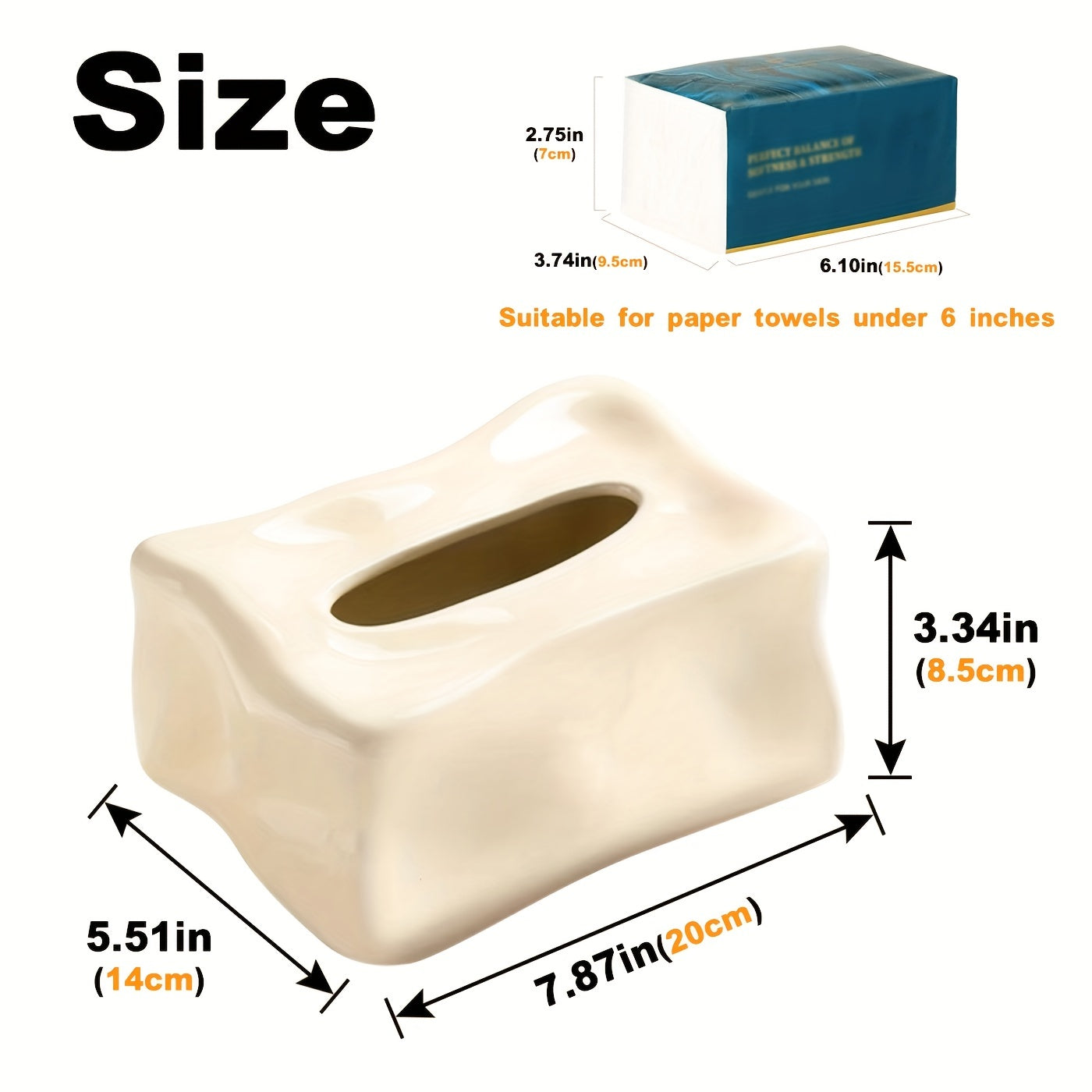 1pc Ceramic Tissue Box, Tissue Box Cover, Napkin Dispenser Container, Creative Tissue Holder, Tissue Storage Box For Bathroom Living Room Bedroom Vanity Countertop, Home Decor, Bathroom Accessories