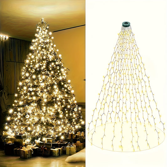 Christmas Tree String Lights 200/280/300 LED, Indoor & Outdoor Decoration, USB Powered with 8 Light Modes, Remote Control, Infrared Sensor, Non-Rechargeable Button Battery, Holiday Gift for Family & Friends