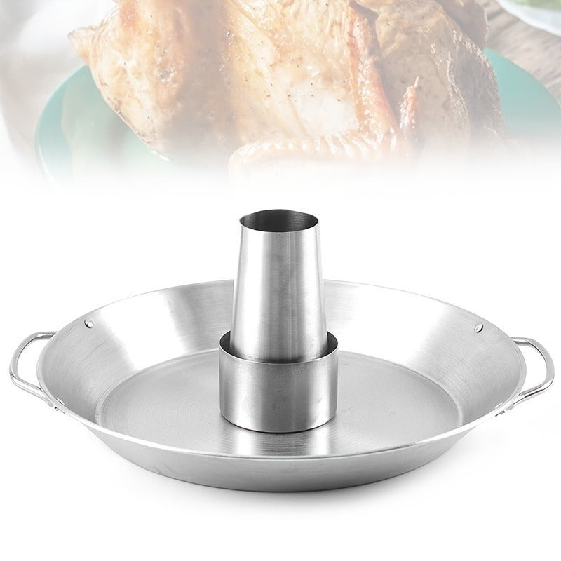 Stainless Steel Round Roasting Pan with Chicken Rack - Dishwasher Safe, Easy Clean - Ideal for Thanksgiving & Holiday Meals