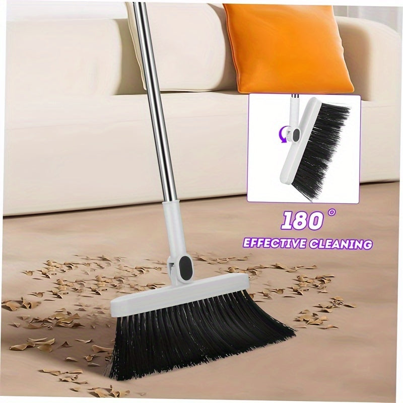 Sminiker Pet Hair Removal Broom and Dustpan Set - Stand-Up, Self-Cleaning Double-Layer Teeth, High-Density for Efficient Cleaning, Windproof Design for Home, Office, Indoor & Outdoor Use