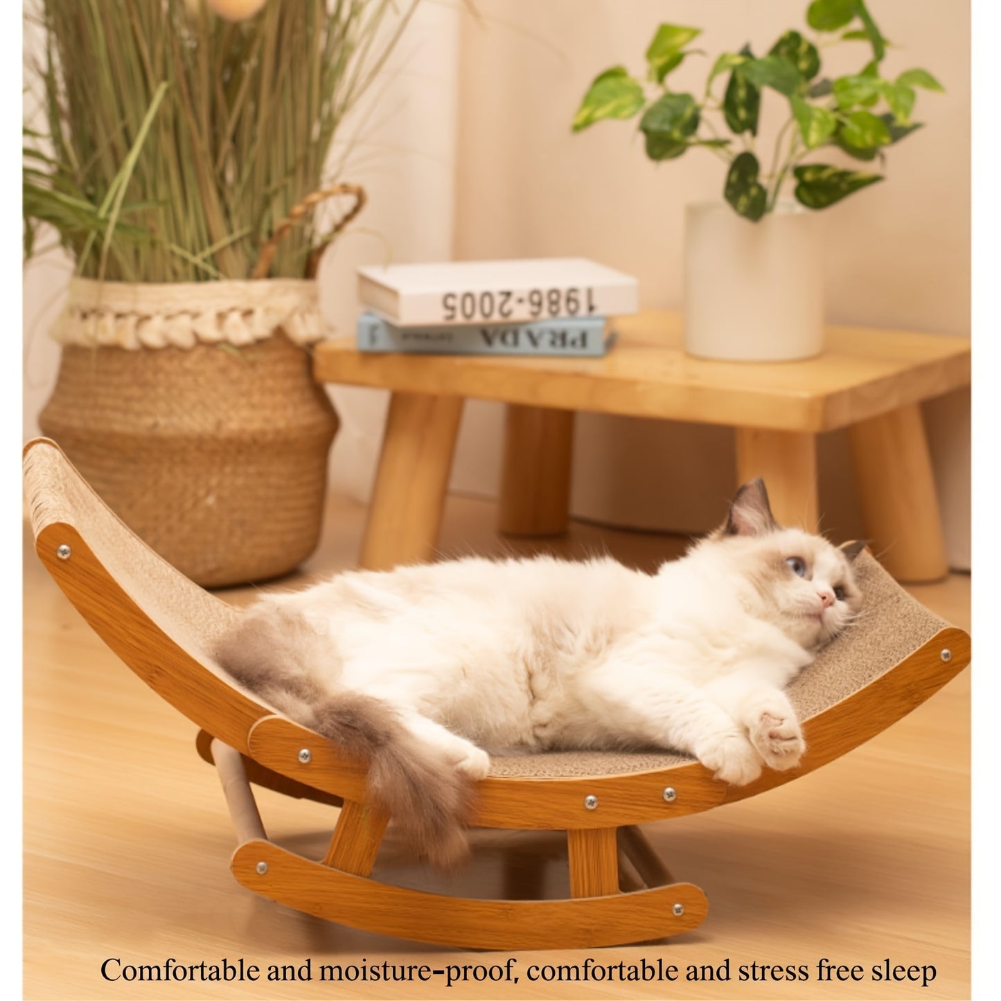 Cat Lounge Chair - Curved Swinging Cat Scratcher with Wear-Resistant Sisal Surface, Activates Muscles, and Provides a Comfortable Resting Spot for Your Feline Friend