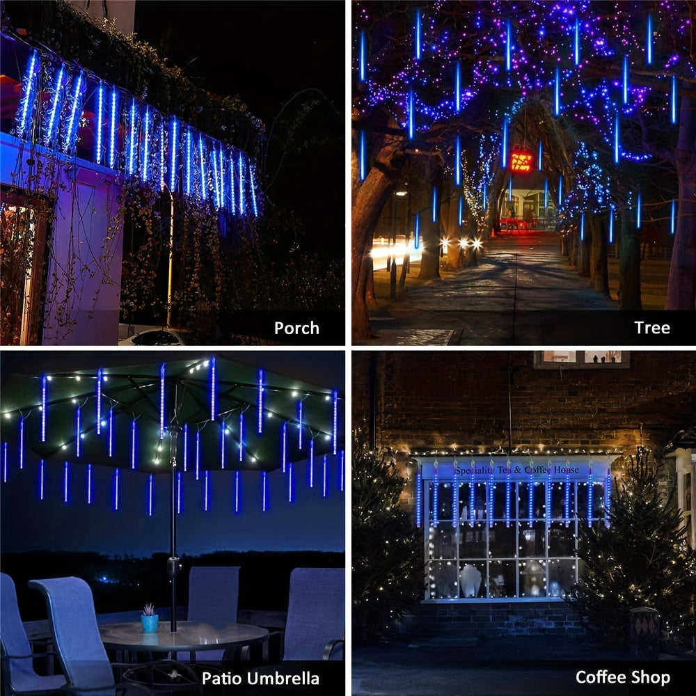 1Set 8 Tube 288 LEDs 17.7inch Solar LED Meteor Shower Light, Holiday String Light, Waterproof Fairy Garden Decor, Outdoor Led Street Garland Christmas Decoration, Halloween Decorations Lights Outdoor IP44