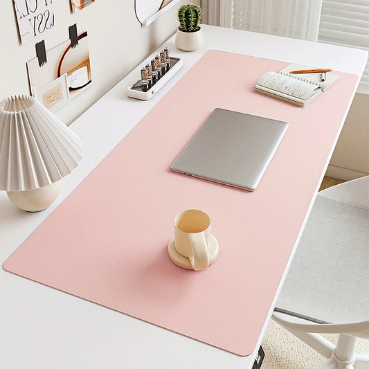 Premium Pink Faux Leather Desk Mat - Large, Non-Slip Mouse Pad & Writing Blotter for Office and Home Use (31.5" x 15.7")