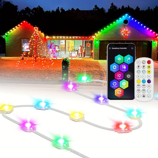 50ft/100ft RGB LED Permanent Eaves Lights, 30led/60led, House Roof Lighting for Party, Valentines Day, Halloween, Christmas