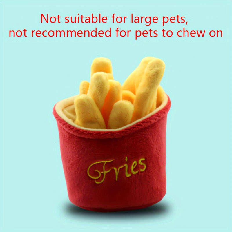 1pc Adorable Mini French Fries Design Squeaky Plush Toy - Interactive Dog Supply for Fun Play and Exercise - Soft, Cuddly, and Durable Pet Companion