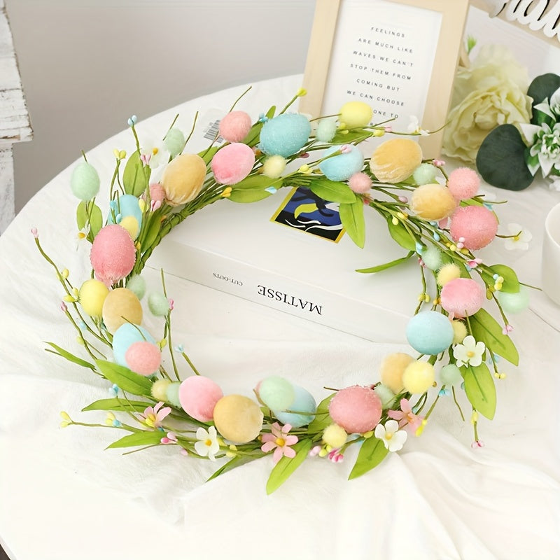 1pc Easter Wreath Decorations, Creative Simulation Easter Egg Garland, Home Party Pendant Door Hanging, For Home Room Living Room Office Decor, For Valentine's Day New Year Easter Party Decor