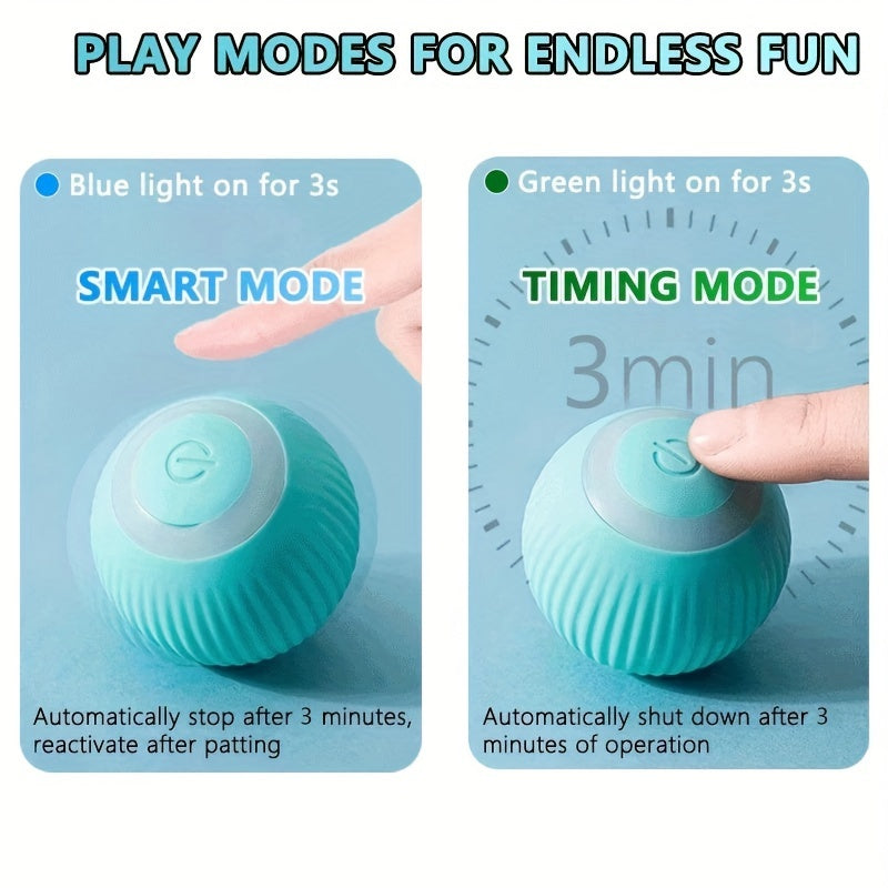 Interactive Cat Toy, Automatic Rolling Magic Ball With Cartoon Design, USB Rechargeable, Low Voltage, Lithium Battery