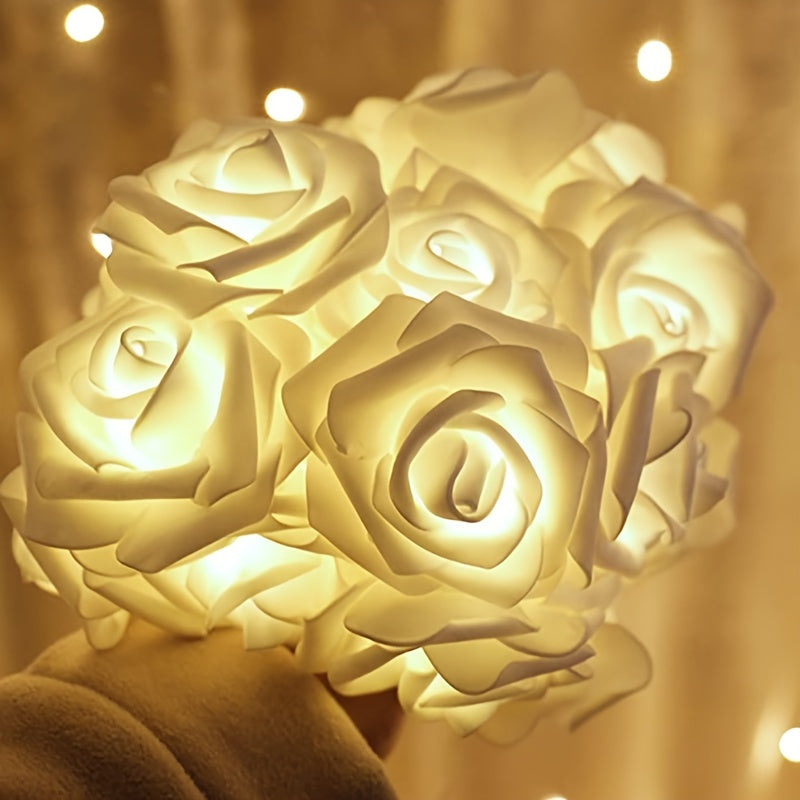 LED Rose String Lights, For Valentine's Day Wedding, Room Garden Decoration Night Light, Outdoor LED Fairy String Light Garland Wedding Street, Artificial Flowers LED Light, Mother And Valentines Day Gifts, Christmas & Hallow