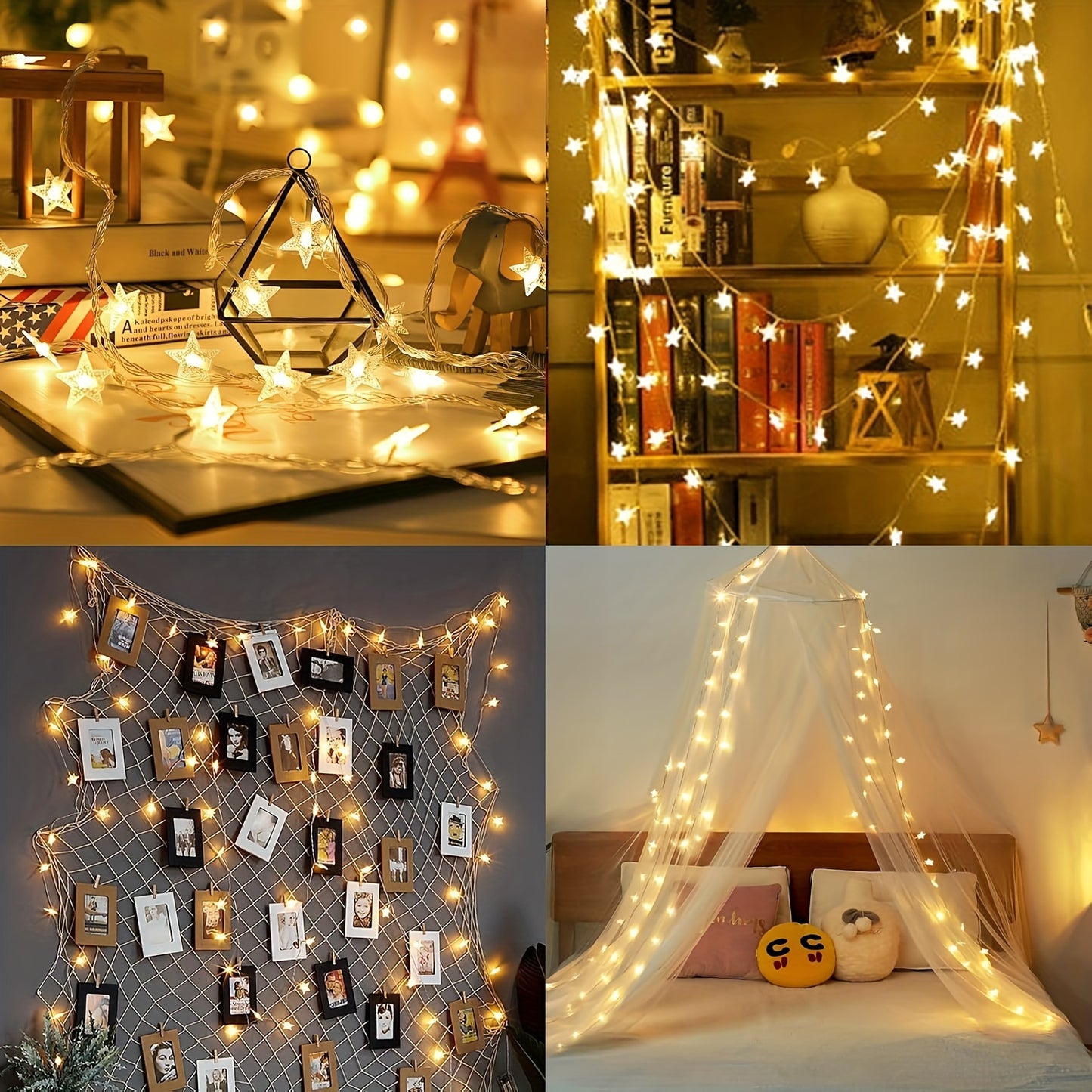 96 LED 50ft Plug In Star String Lights, Warm White Fairy Lights with Remote, 8 Modes for Indoor Outdoor Bedroom Tree Room Classroom Tent Decor