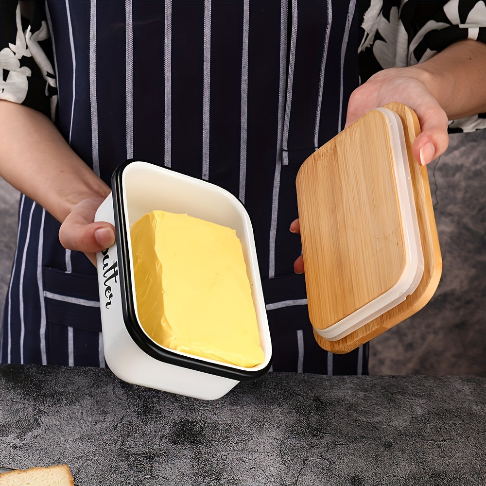 Butter Dish with Lid for Countertop, Metal Butter Keeper with Stainless Steel Multipurpose Butter Knife, Large Butter Container with Double High-quality Silicone Good Kitchen Gift