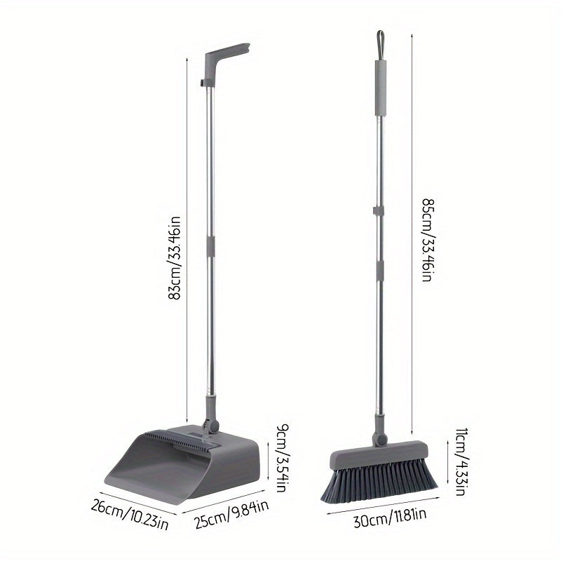 Sminiker Pet Hair Removal Broom and Dustpan Set - Stand-Up, Self-Cleaning Double-Layer Teeth, High-Density for Efficient Cleaning, Windproof Design for Home, Office, Indoor & Outdoor Use