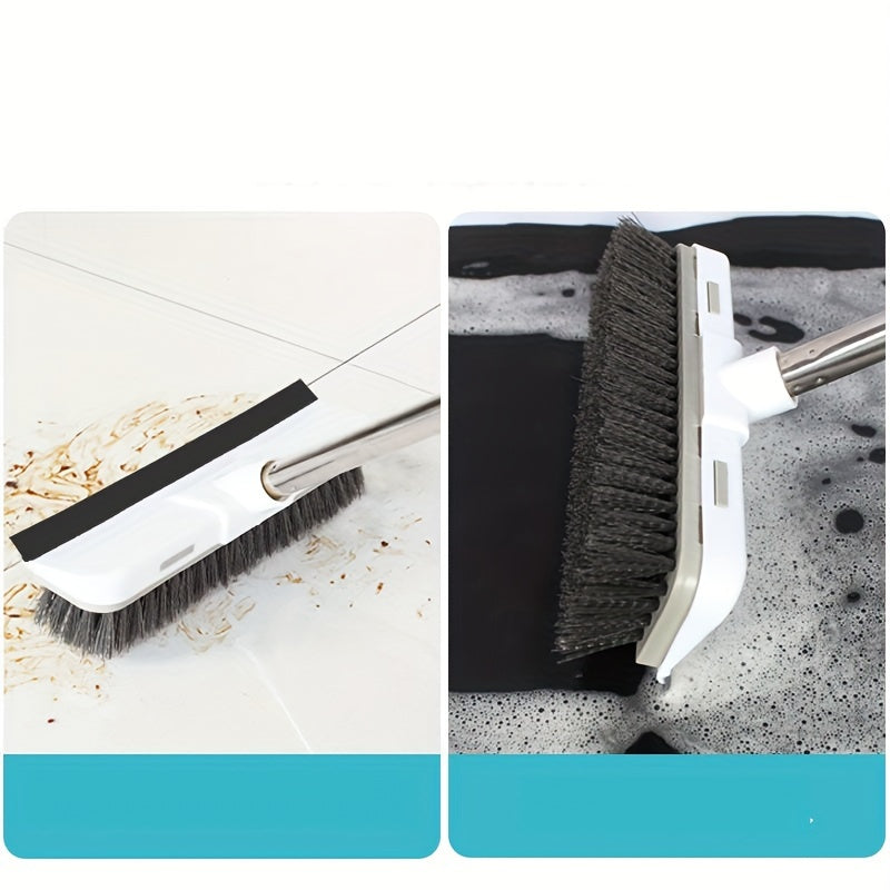 1pc Extra-Long Scrub Brush with Stiff Bristles - Power Clean Decks, Bathrooms, Tubs & More - Durable, Multi-Surface, Gray