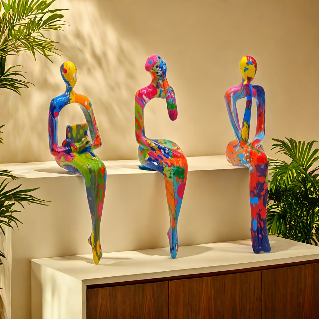 3 Pieces Resin Abstract Figure Statues: Modern, Durable, and Suitable for Home Decoration - Perfect for Any Occasion