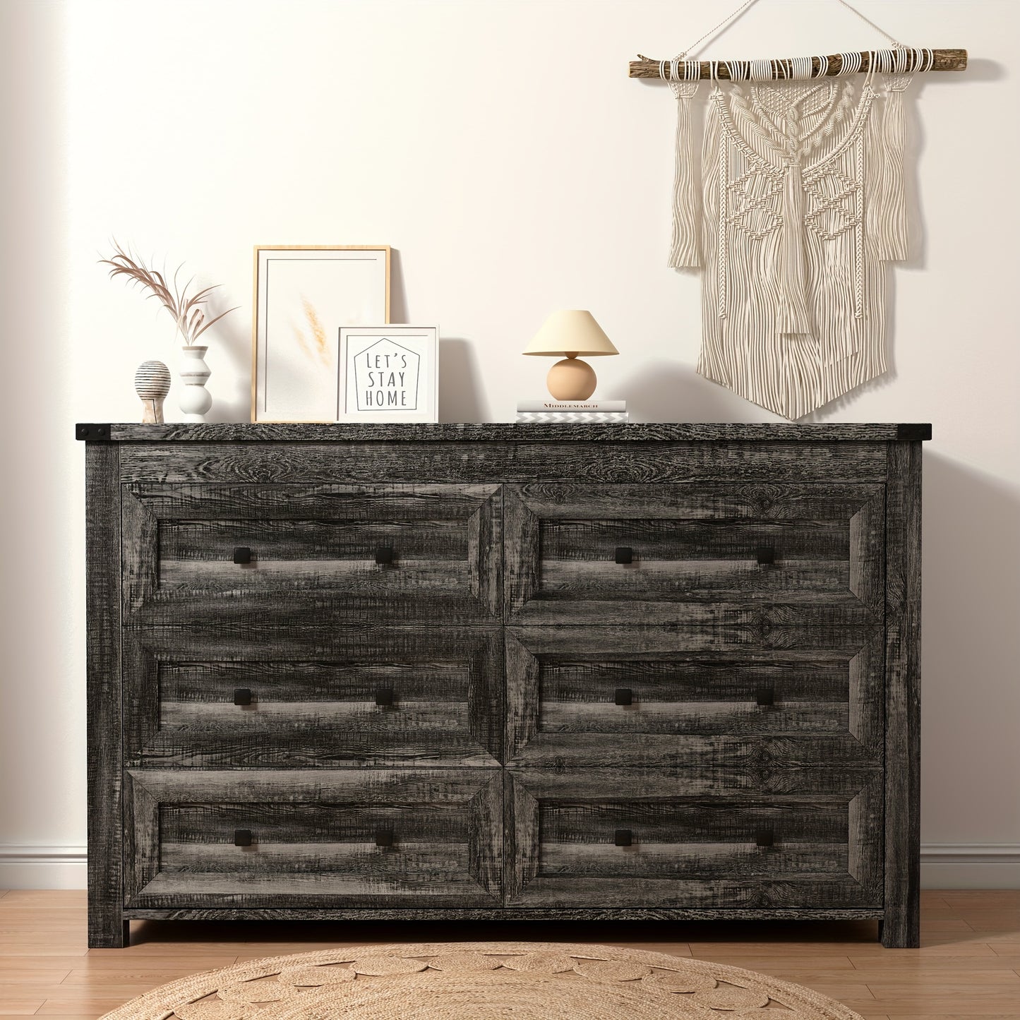 Dreserfor Bedroom With 6 Drawers. Modem Wide Wooden Doset Dreser Chest Storage 0roanizer For Liyno Room EhinwavHome 0fice Rom Decr Home Decor Fal DecorBedrom Dec