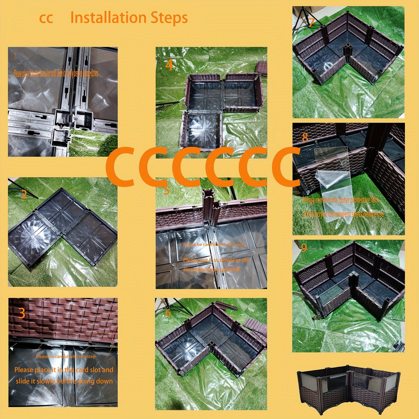 1pc C4 Corner-Fitting Turtle Habitat - DIY Reptile Breeding Box, High-Quality PP Material, Ideal for Amphibians & Tortoises