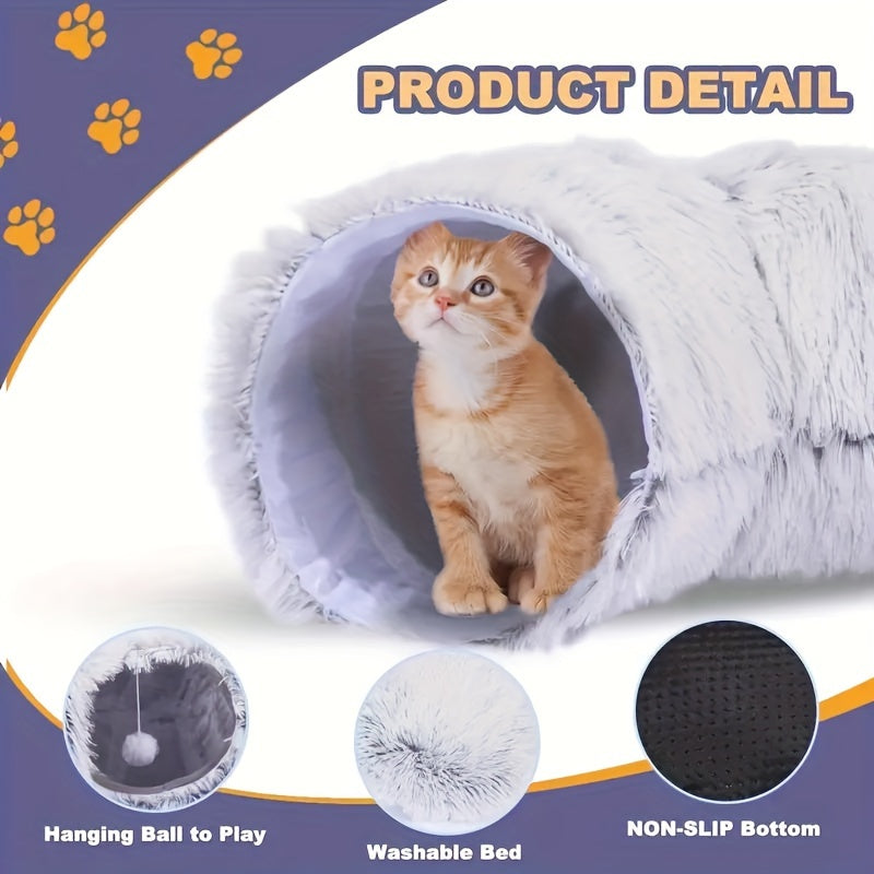 Cat Bed Universal Plush Cat Bed For All Seasons Cute And Interesting Tunnel Plush Warm Pet Bed Foldable Cat Channel Nest Dog Bed Washable Energy-consuming Cat Toy