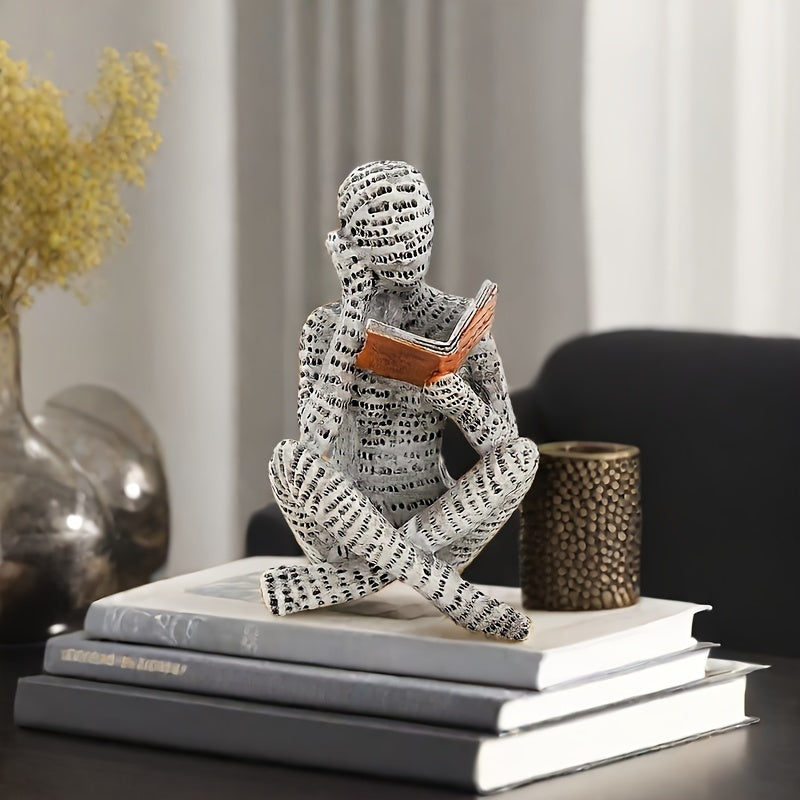 1pc, Abstract Letter Man Book Decoration, Unique "Reading" Posture Home Decoration, Suitable For Bedroom, Desk, Office Decoration, Holiday Gift For Friends