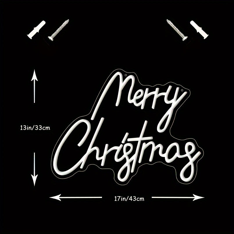 Merry Christmas Neon Sign - Dimmable Acrylic Neon Light with Switch, Novelty Lighting for Wall Decor, Christmas Party, Kids Room, New Year, Wedding, Birthday Party