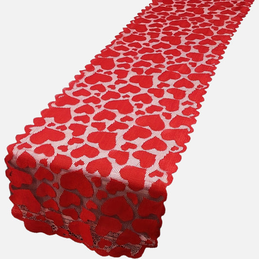 1pc Romantic Red Heart Lace Valentine's Day Table Runner for Home Table Decoration