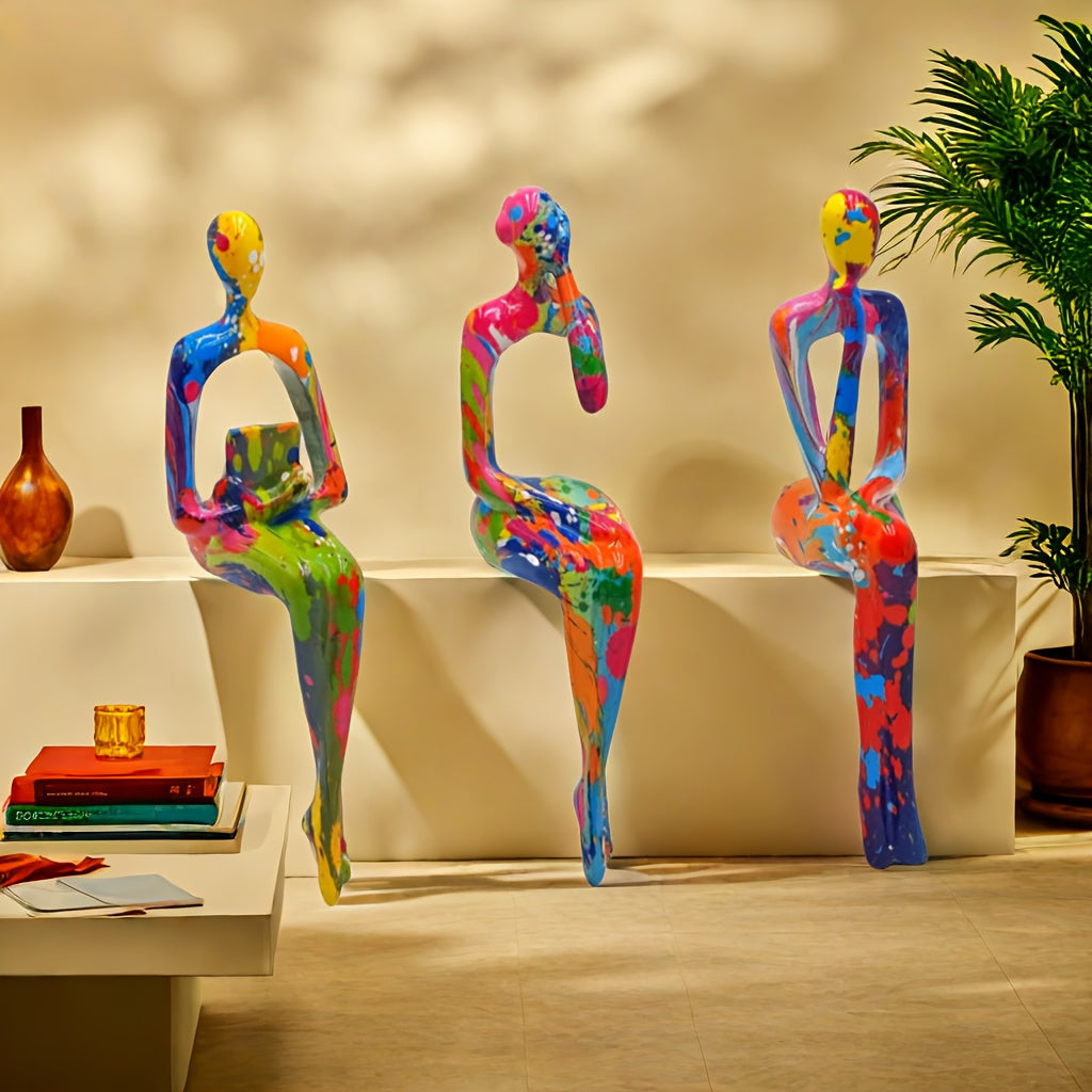 3 Pieces Resin Abstract Figure Statues: Modern, Durable, and Suitable for Home Decoration - Perfect for Any Occasion