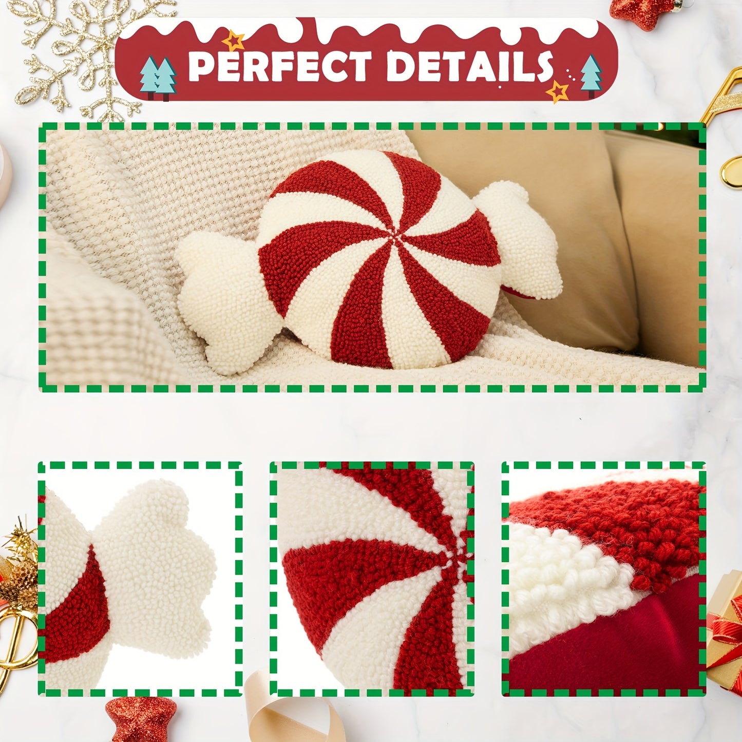 Christmas Decorative Cute Plush Pillows - Red And White Candy Cane Shaped Pillow, Christmas Candy Cane Pillow, Soft&Skin-Friendly Festive Gift Decorative Pillows For Sofa Decorative Throw Pillows Cushion For Xmas Sofa Couch B