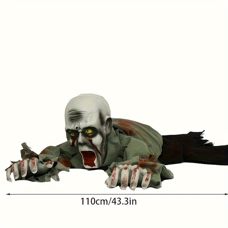 Halloween Crawling Zombie Decoration, Animated Ghost Prop with Sound Activation for KTV, Bar, Haunted House - Spooky Electric Motion Toy for Tailgating, General Party Games & Activities - Made with Durable Plastic & Fabric, N