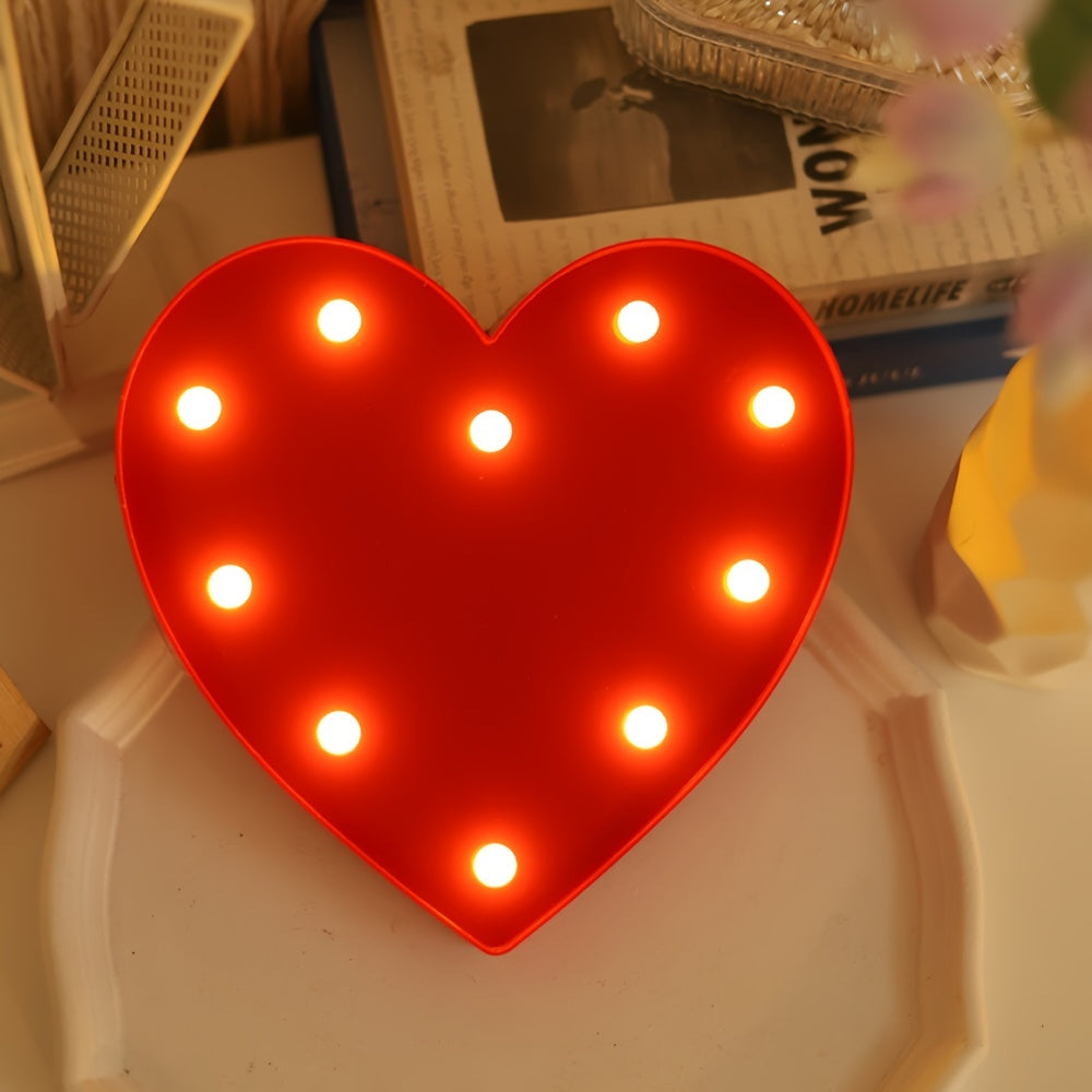 1pc Romantic Red Heart-Shaped Decorative Night Light - Indoor Bedroom Desktop Decoration, Soft Warm Glow, Battery Operated, Perfect for Wedding, Proposal, Party, Holiday, Valentine's Day, Mother's Day Gifts and Romantic Occas