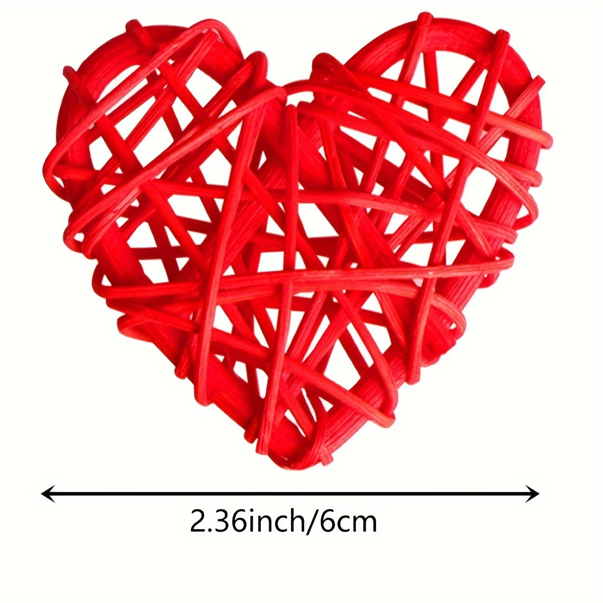 12pcs Valentines Day Heart Shaped Rattan Balls Decorations - Romantic DIY Filler Ornaments for Home, Wedding, and Table Decor - Red, Wicker, Handmade, Easy to Assemble, Reusable, and Perfect for Love-themed Party