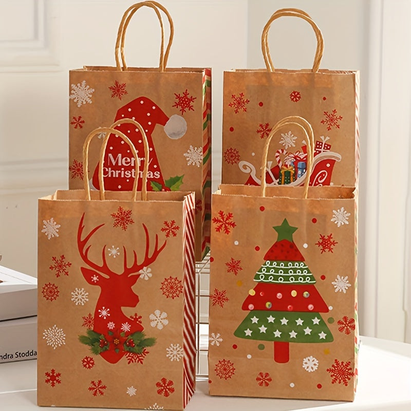 40pcs Reindeer Print Christmas Gift Bags - Perfect for Candy, Party Favors & Holiday Decorations