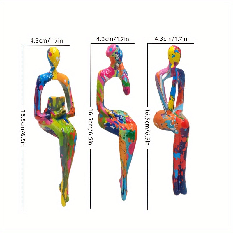 3 Pieces Resin Abstract Figure Statues: Modern, Durable, and Suitable for Home Decoration - Perfect for Any Occasion